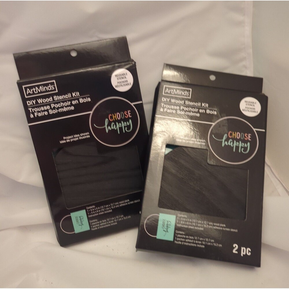 2 ArtMinds DIY Craft Wood Stencil Kits - Choose Happy 2 Per Pack NIB